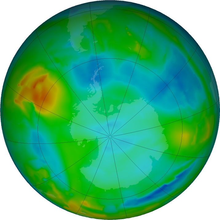 Antarctic ozone map for 06 July 2011
